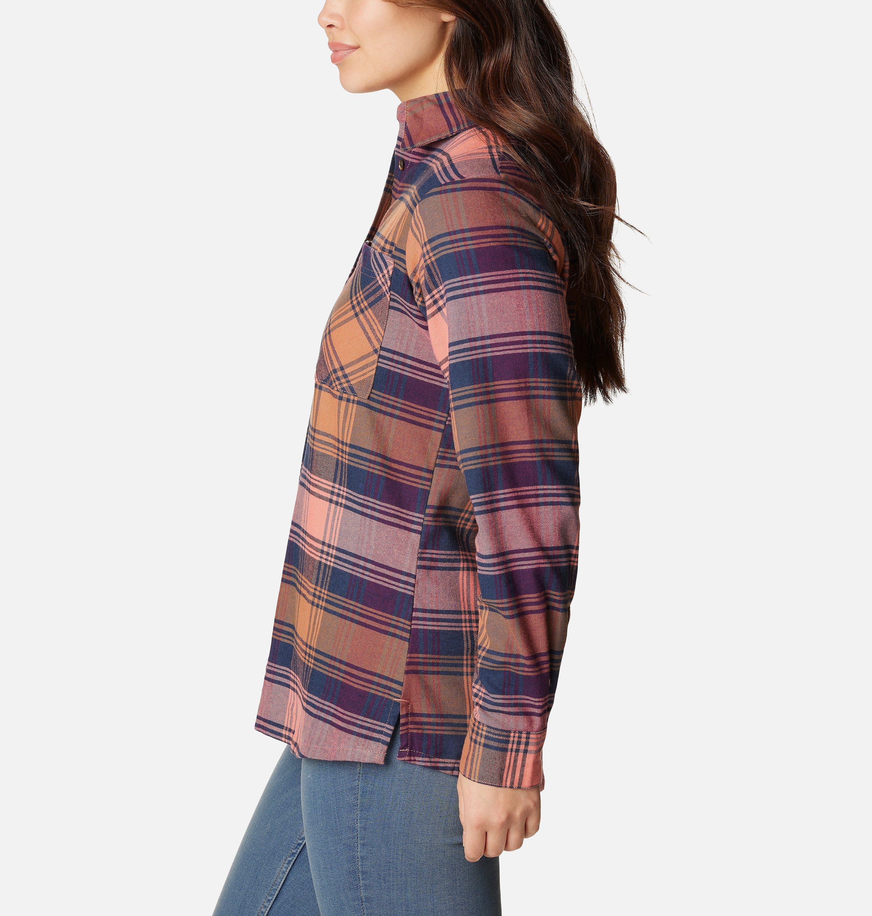 Columbia Girls' Calico Basin Flannel Long Sleeve Dress - Cotton Stretch Regular Fit
