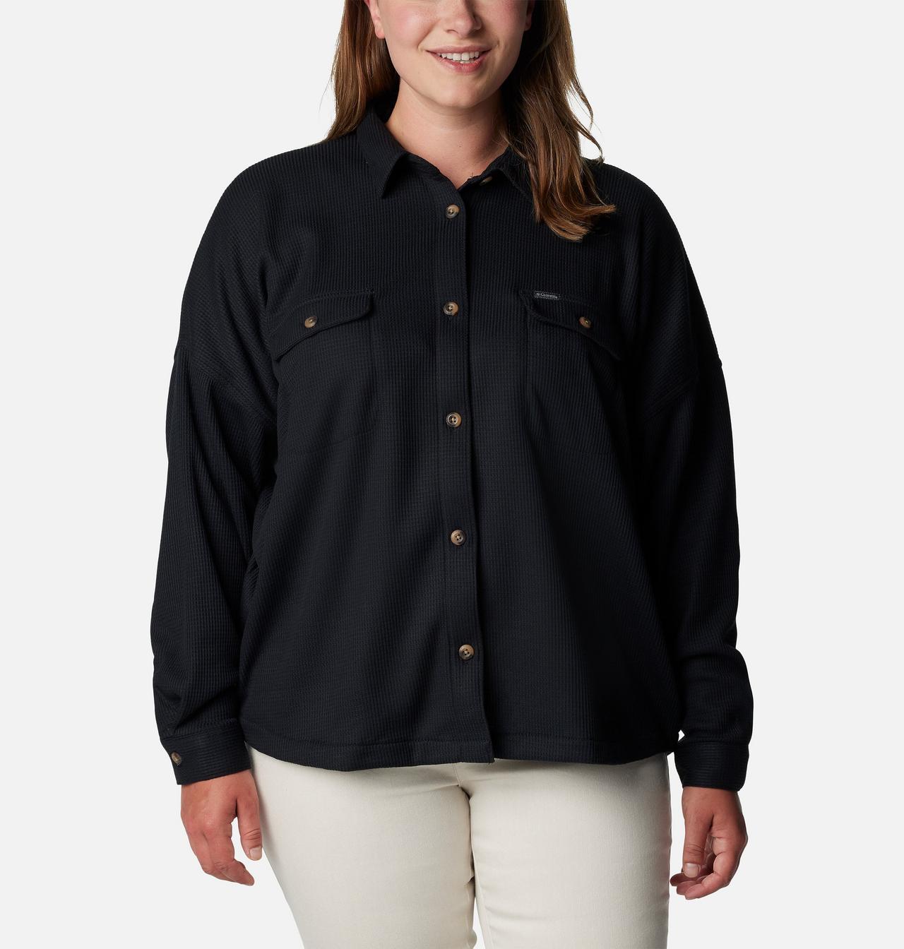 Women's Holly Hideaway™ Waffle Shirt Jacket - Plus Size 3