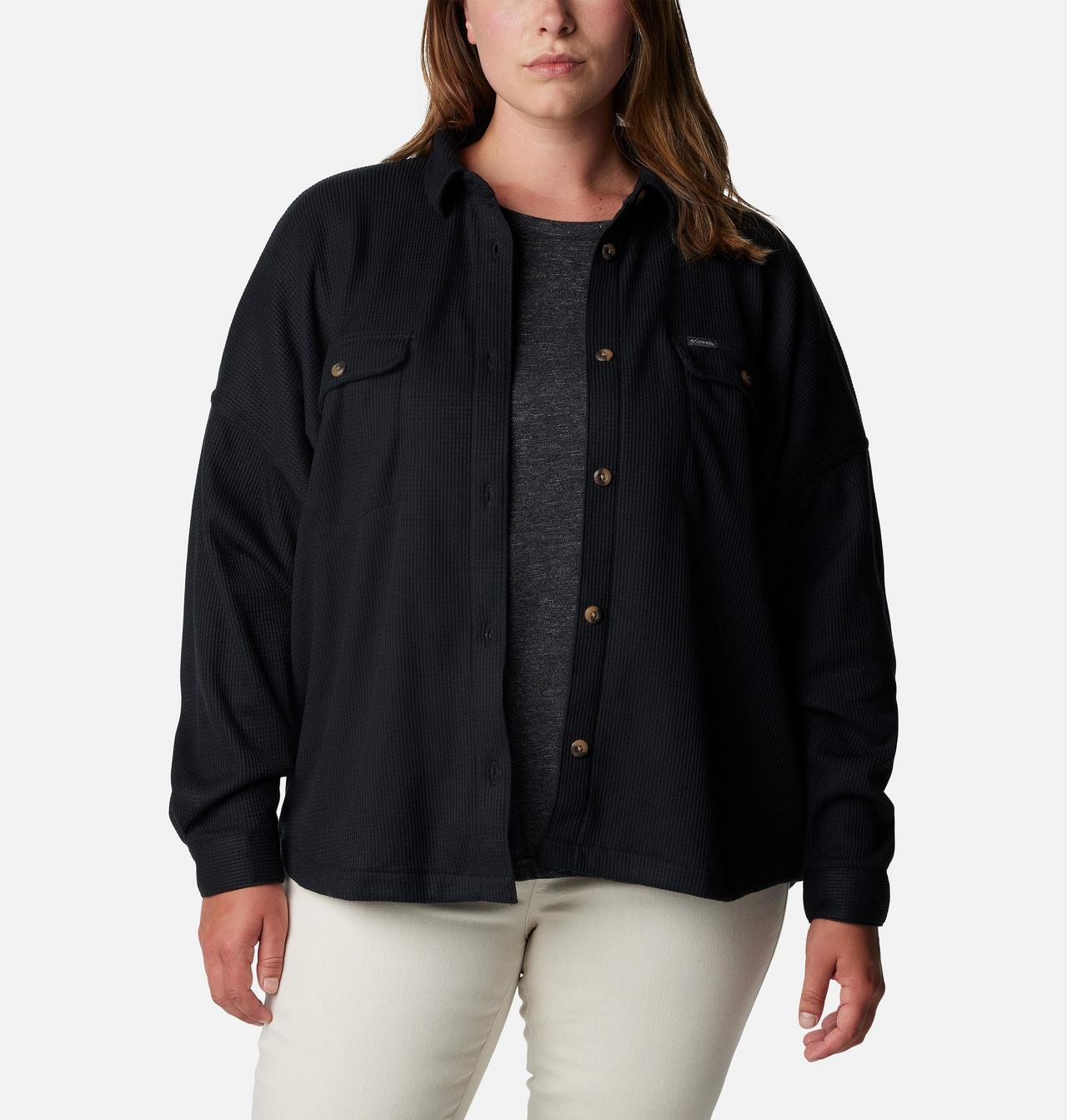 Women's Holly Hideaway™ Waffle Shirt Jacket - Plus Size 1