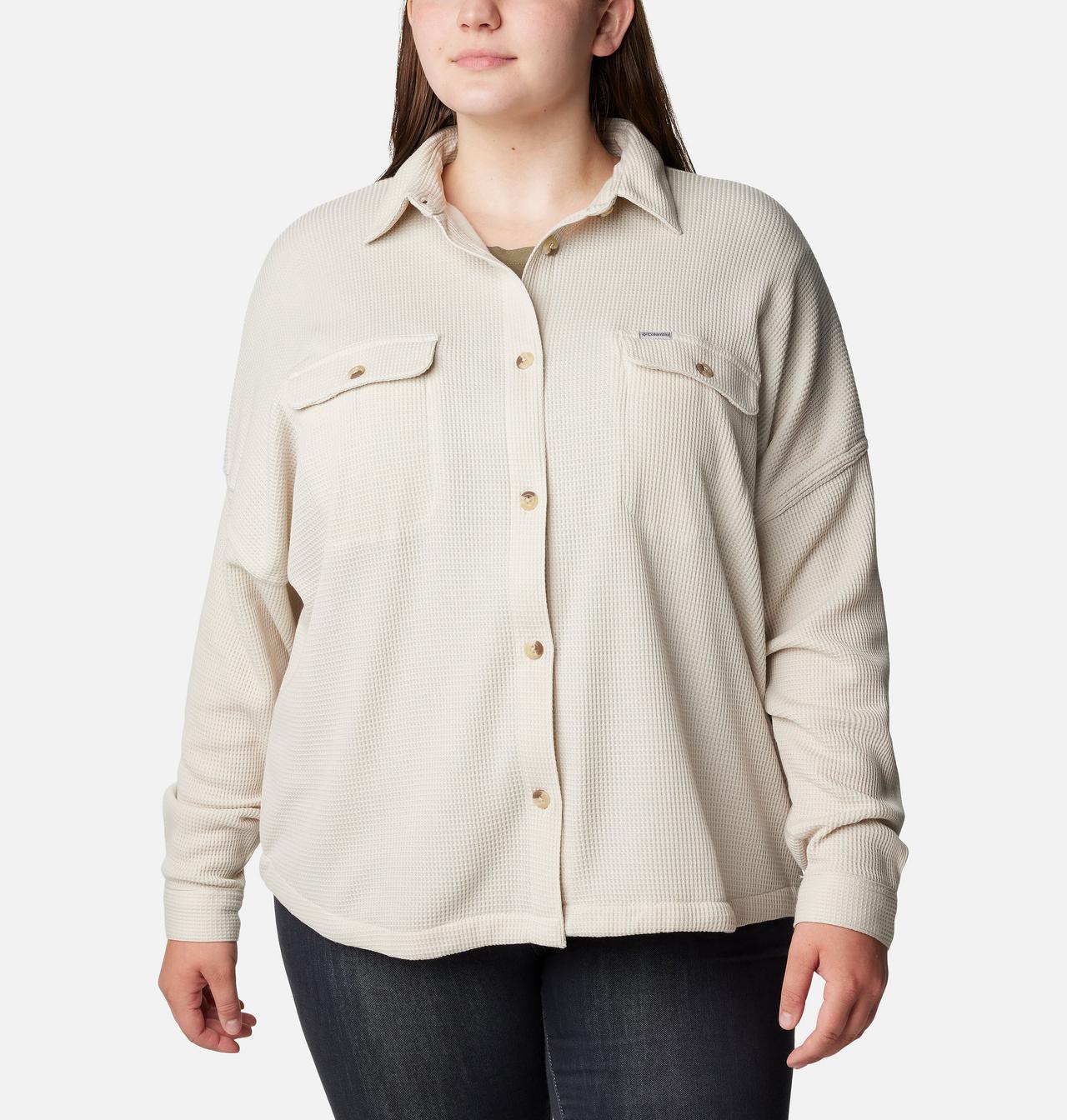 Women's Holly Hideaway™ Waffle Shirt Jacket - Plus Size 3