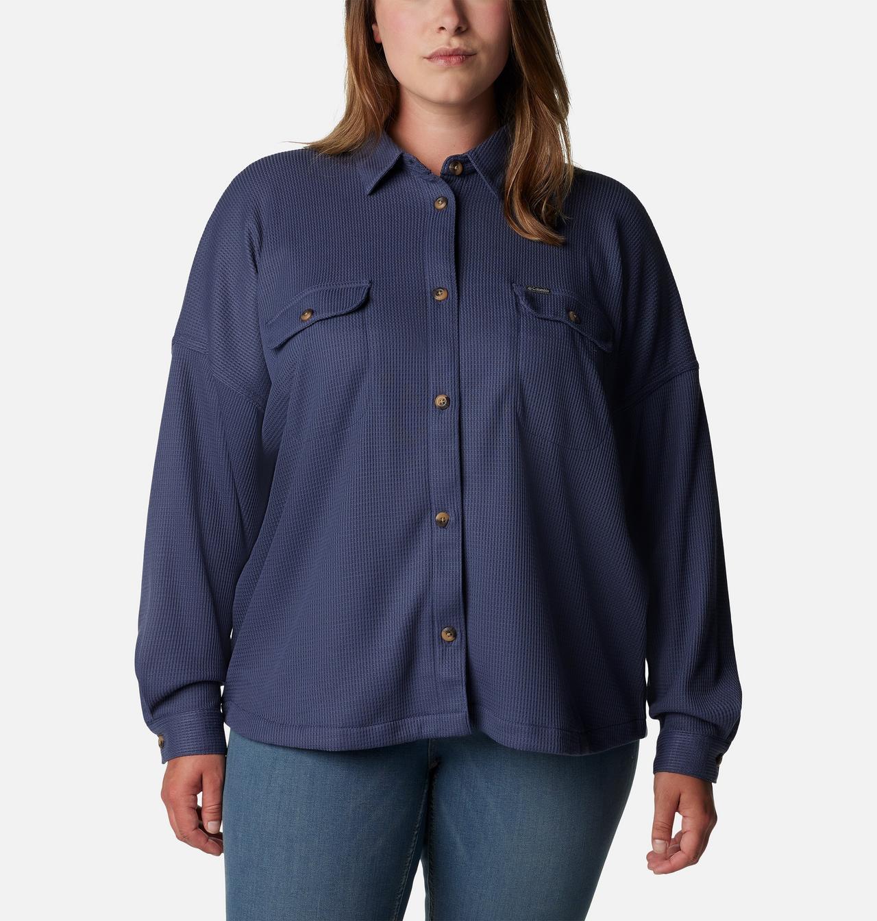 Women's Holly Hideaway™ Waffle Shirt Jacket - Plus Size 3