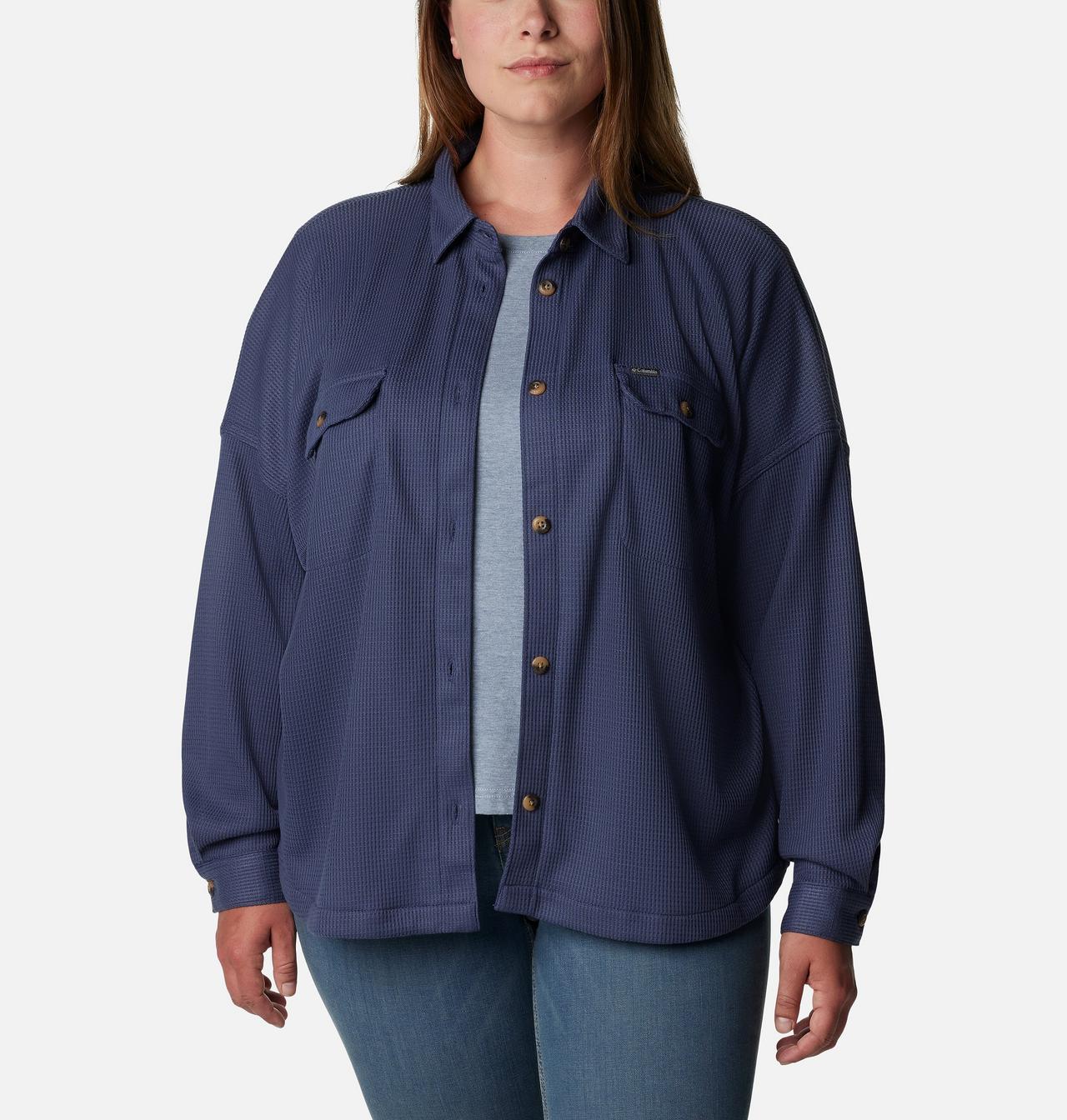 Women's Holly Hideaway™ Waffle Shirt Jacket - Plus Size 1