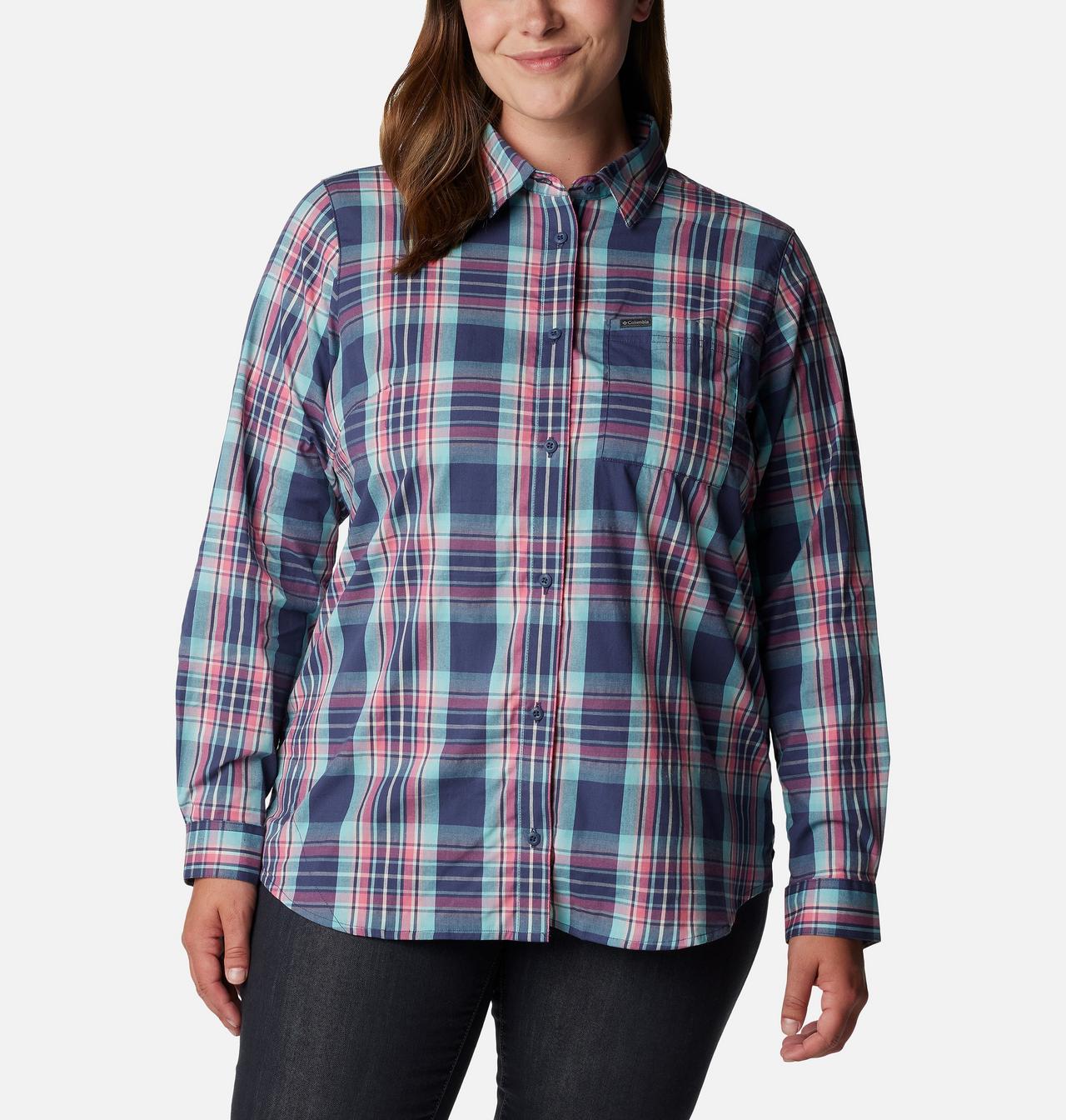 Women's Anytime™ Patterned Long Sleeve Shirt - Plus Size 1