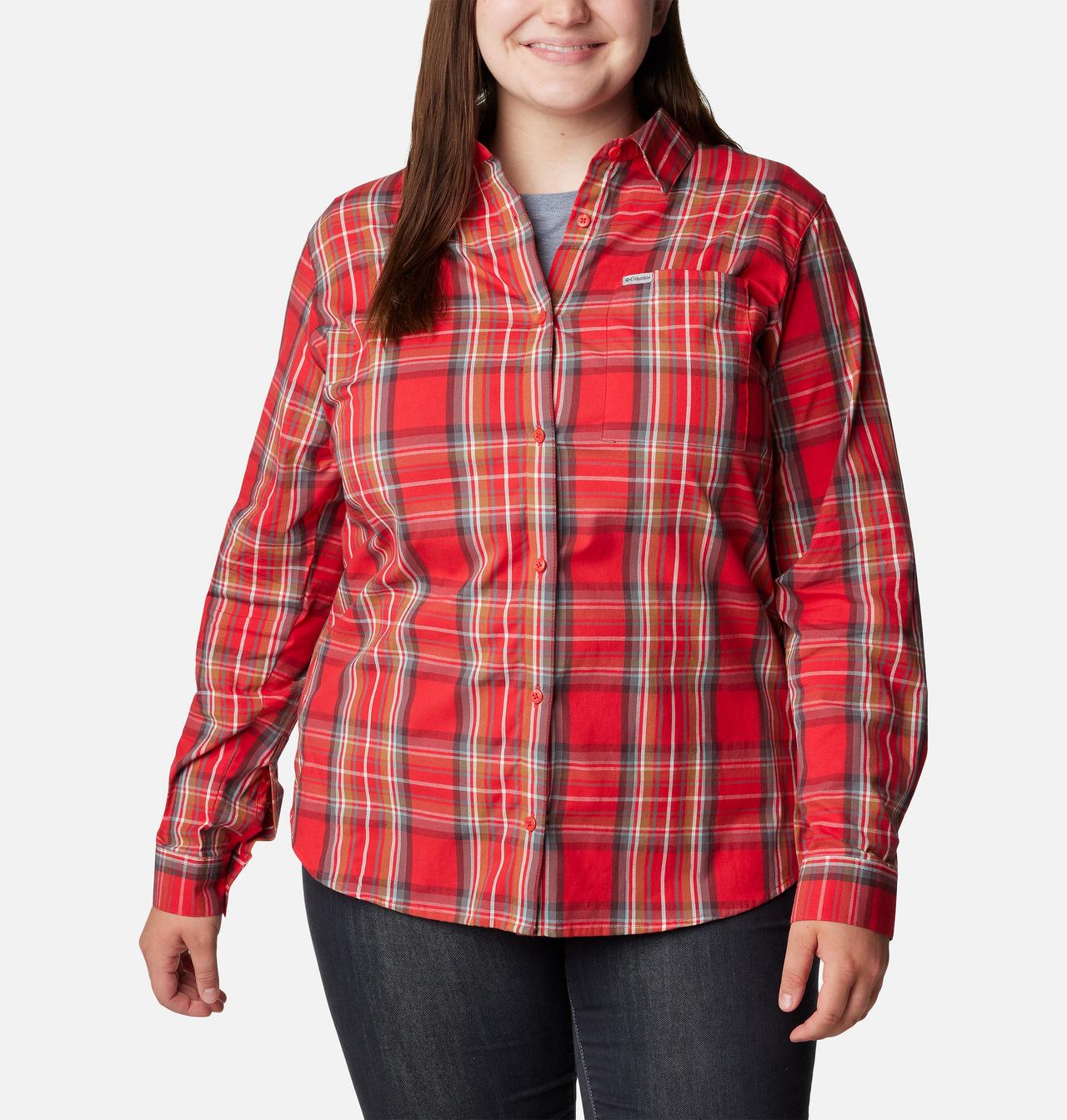 Women's Anytime™ Patterned Long Sleeve Shirt - Plus Size 1