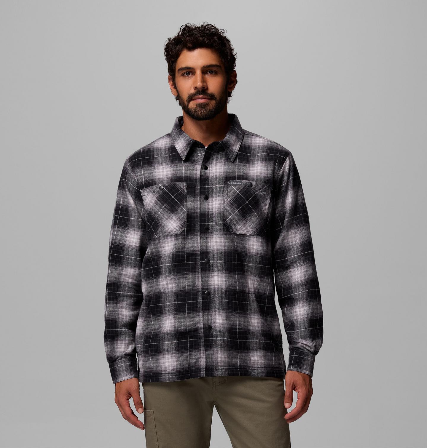 Мужская куртка Columbia Cornell Woods Fleece Lined Shirt Jacket, цвет: Чёрный, вариант 2 — фото 1