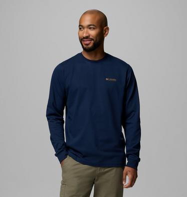 Men's Explorers Canyon Long Sleeve T-Shirt, Color: Collegiate Navy Branded Blanket, image 7