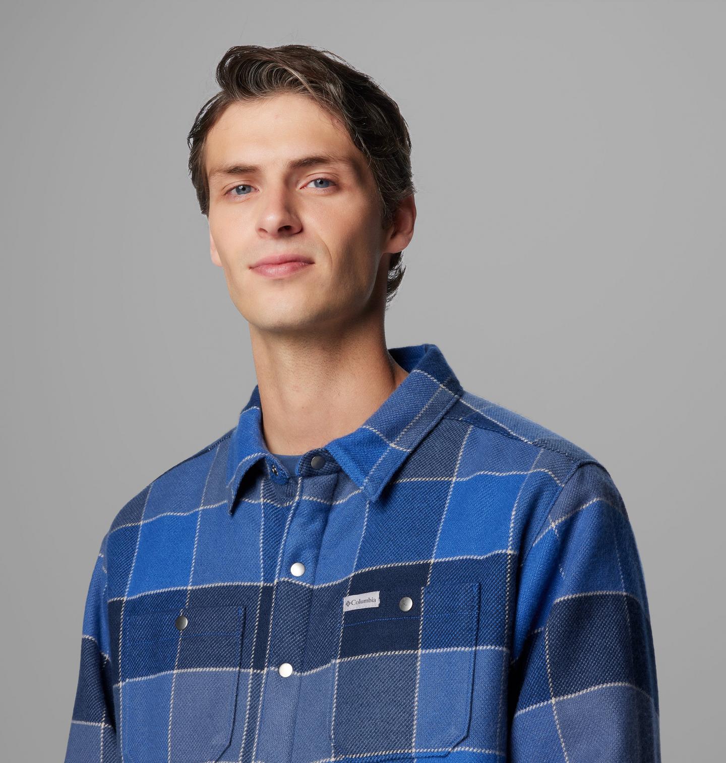 Мужская куртка Columbia Windward II Shirt Jacket, цвет: Синий разноцветный клетчатый — фото 3