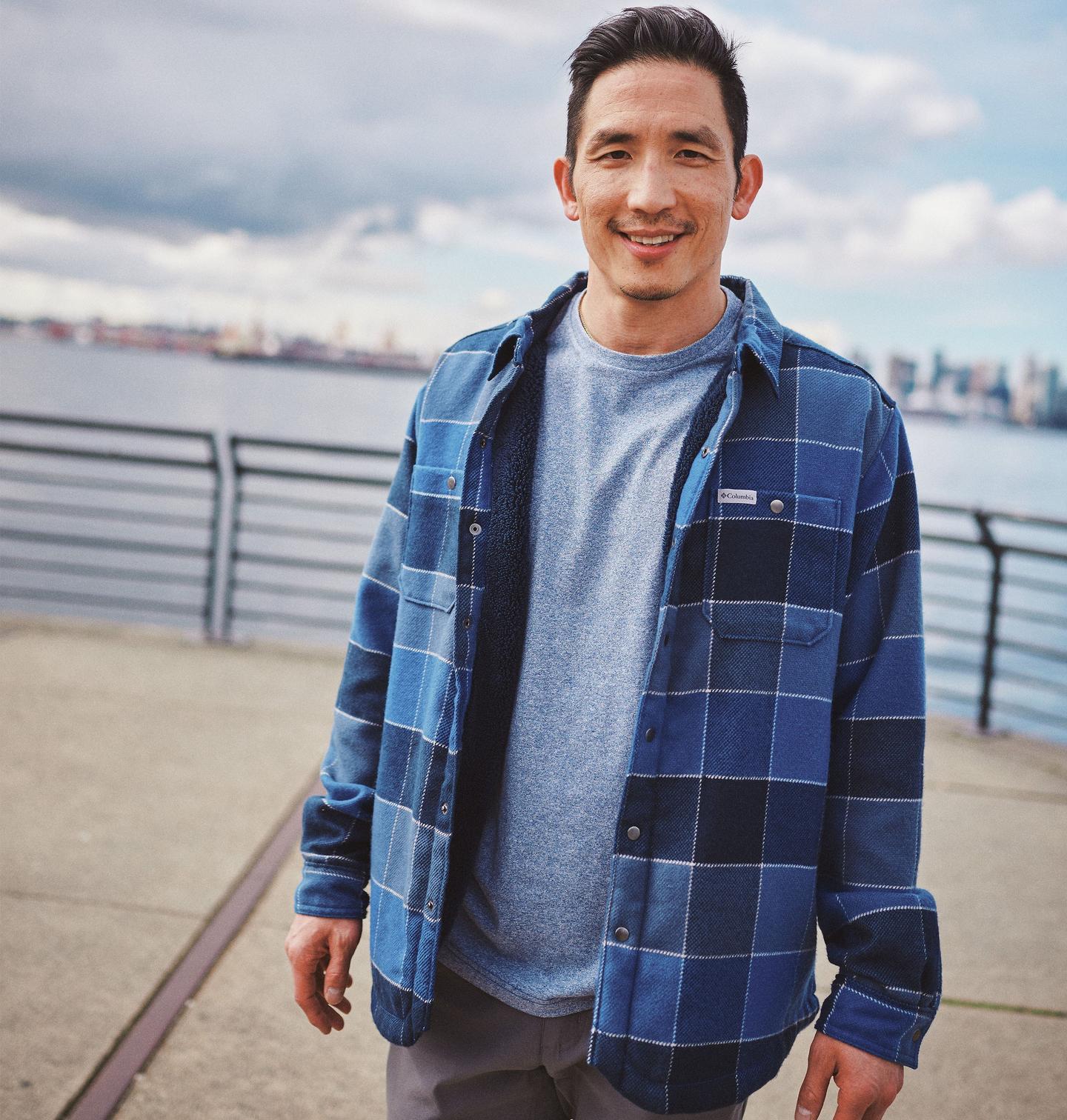 Мужская куртка Columbia Windward II Shirt Jacket, цвет: Синий разноцветный клетчатый — фото 4