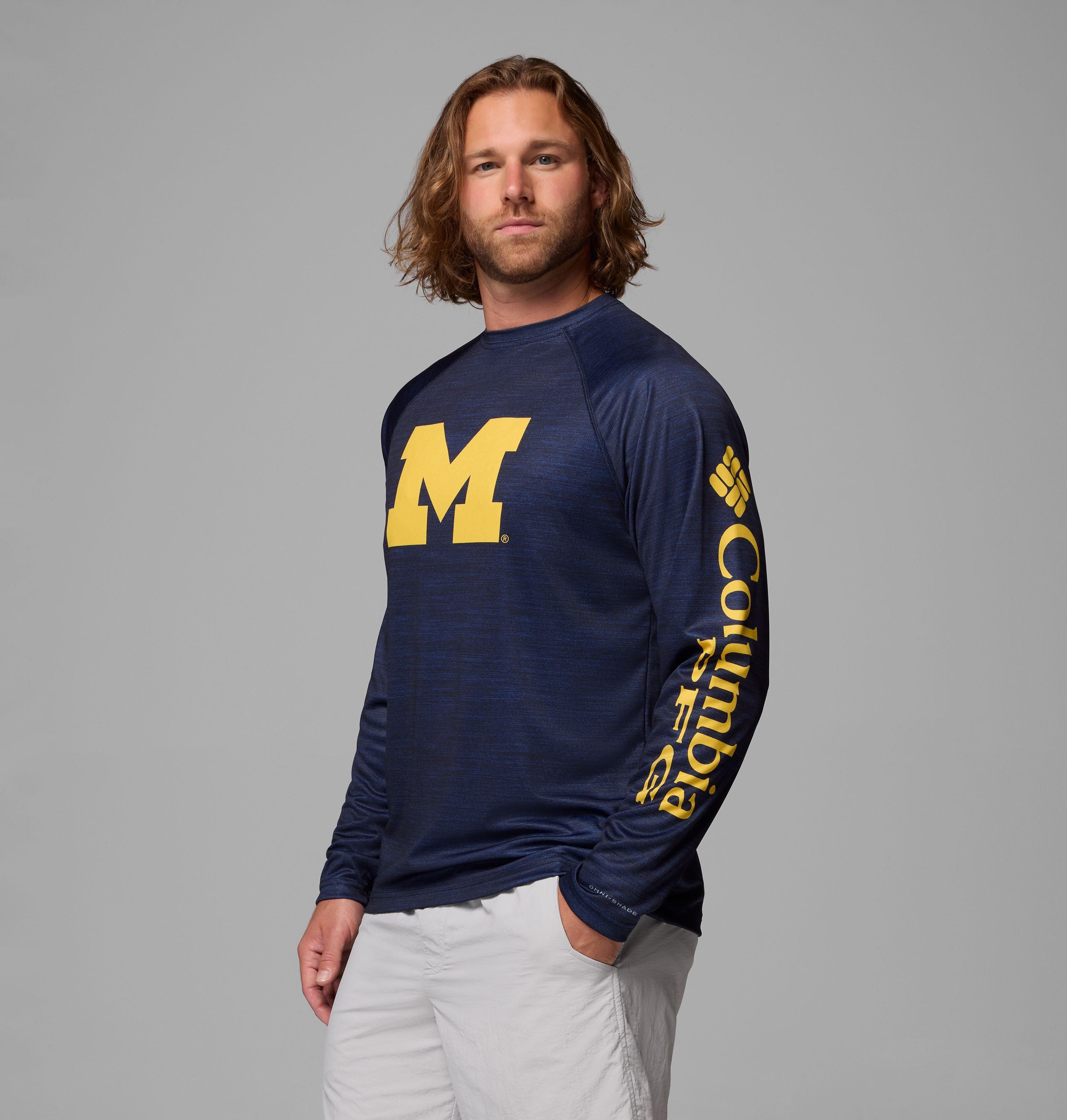 Men's Collegiate PFG Terminal Tackle Heather Long Sleeve Shirt - Michigan 4