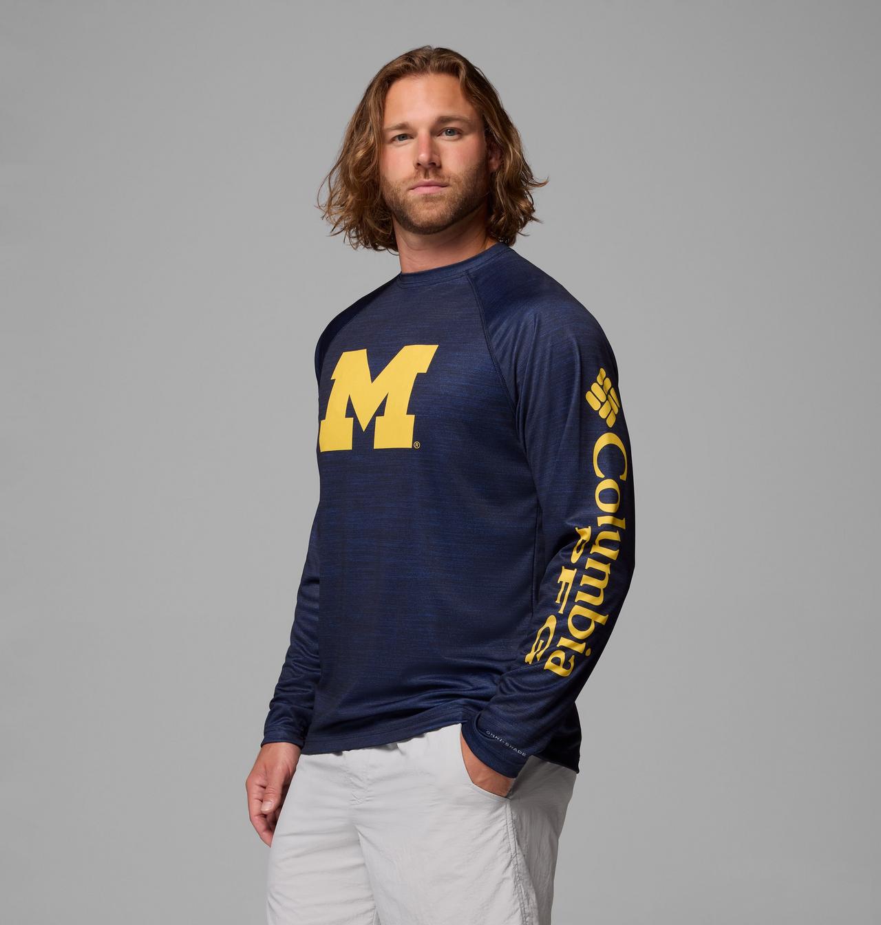 Men's Collegiate PFG Terminal Tackle™ Heather Long Sleeve Shirt - Michigan 3