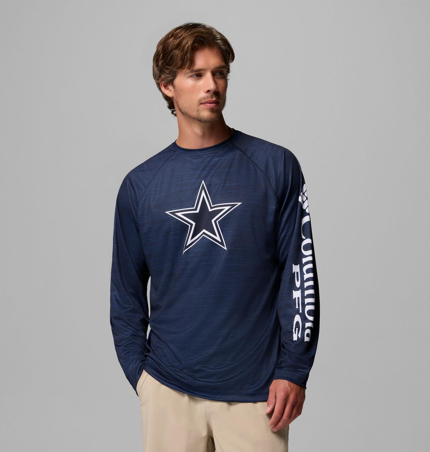 Мужская рубашка Columbia PFG Terminal Tackle Heather Long Sleeve Shirt - Dallas, цвет: Тёмно-синий меланжевый — фото 1