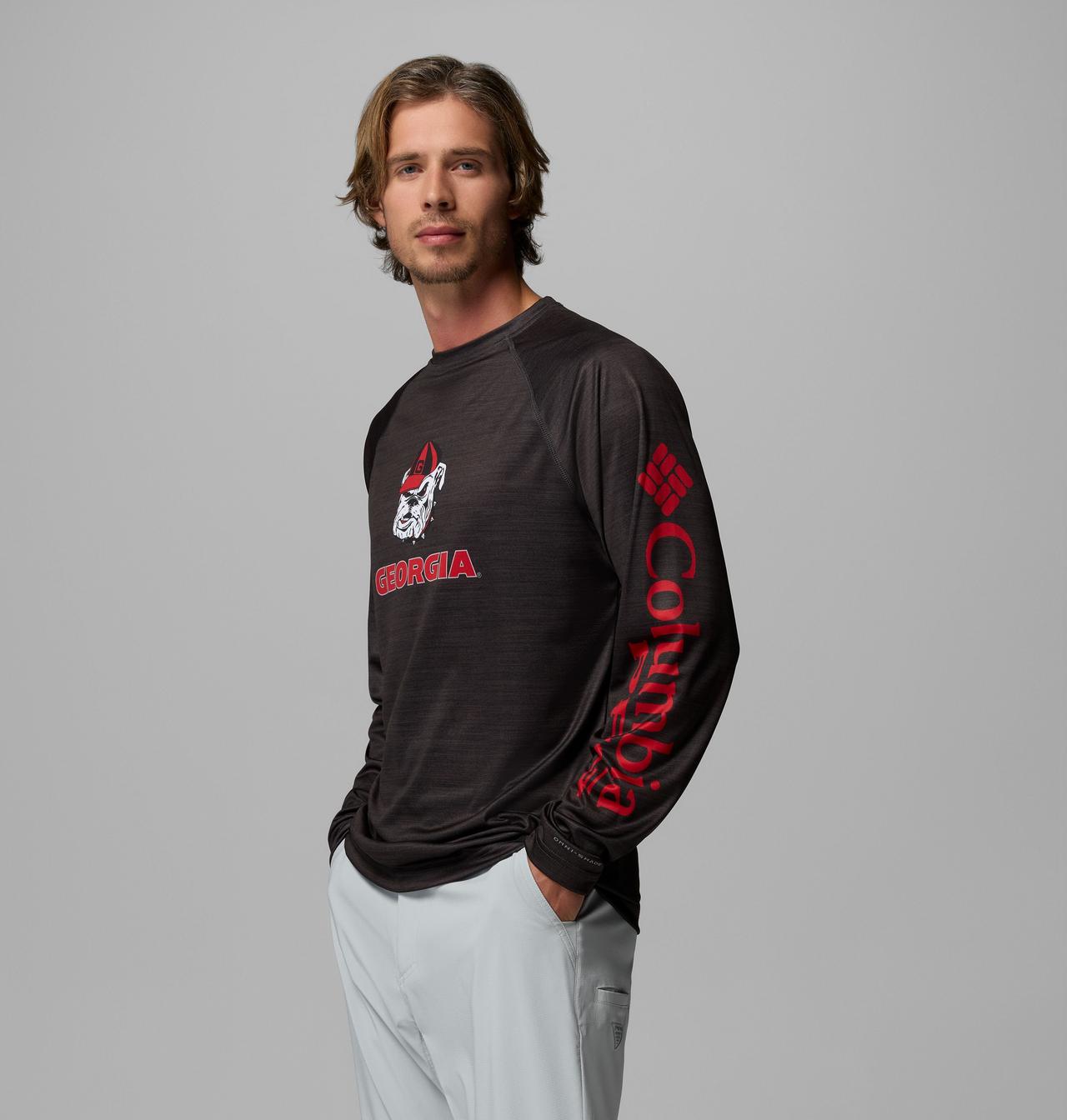 Men's Collegiate PFG Terminal Tackle™ Heather Long Sleeve Shirt - Georgia 3