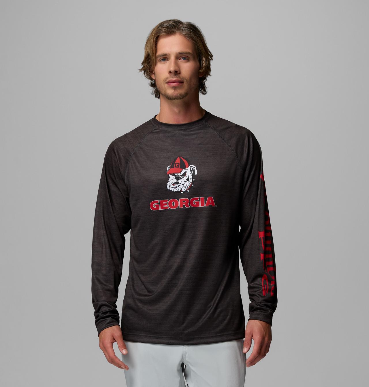 Men's Collegiate PFG Terminal Tackle™ Heather Long Sleeve Shirt - Georgia 1