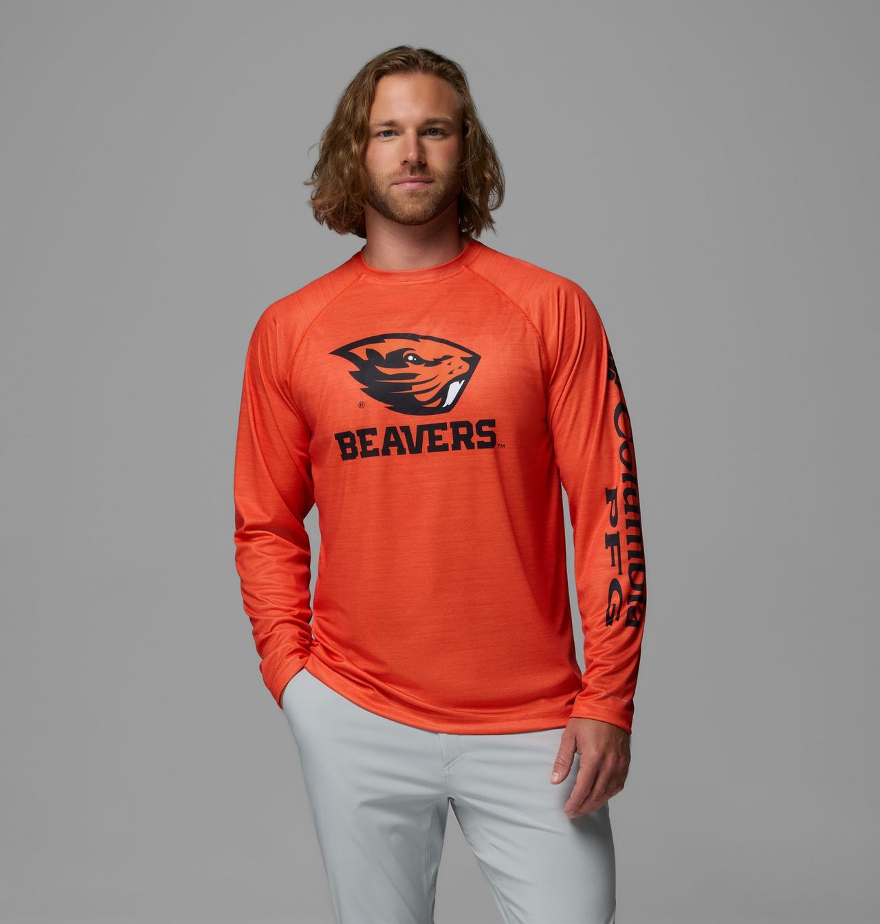 Men's Collegiate PFG Terminal Tackle™ Heather Long Sleeve Shirt - Oregon State 1