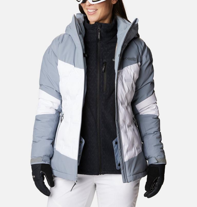 Women's Wildcard III Waterproof Down Ski Jacket - 2023 COLLECTION, Color: White, Tradewinds Grey, image 12
