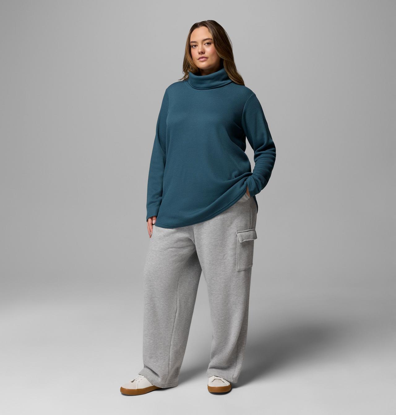 Women's Holly Hideaway™ Waffle Cowl Neck Pullover - Plus Size 2