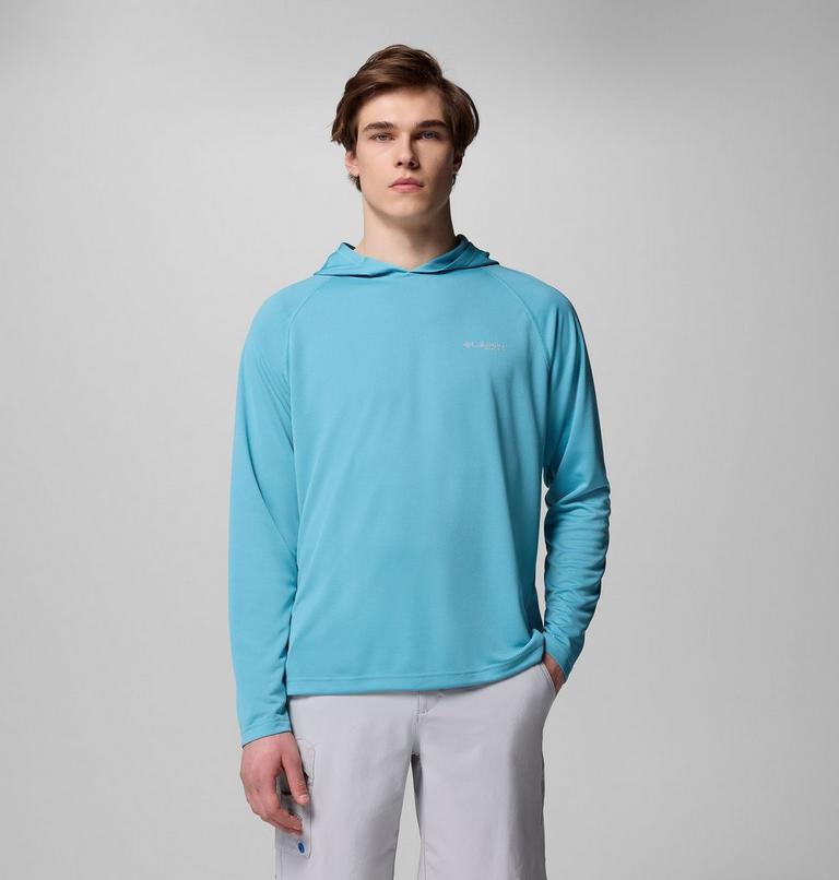 Sudadera técnica con capucha PFG Solar Stream para hombre, Color: Vintage Blue, image 1