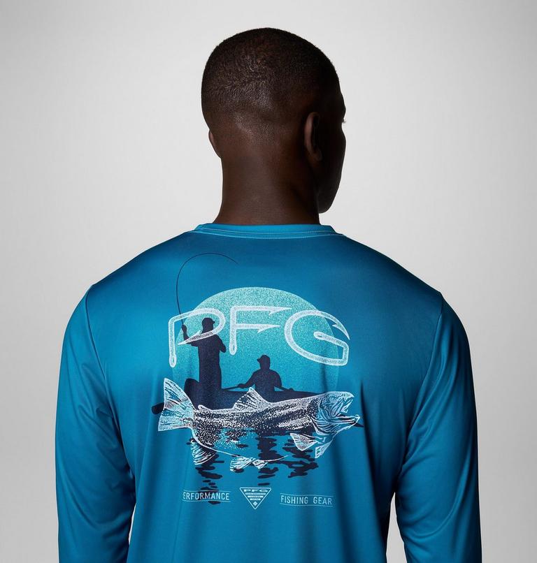 Camiseta de manga larga Terminal Tackle PFG Tarpon Rise para hombre, Color: Blue Echo, Trout Rise, image 6