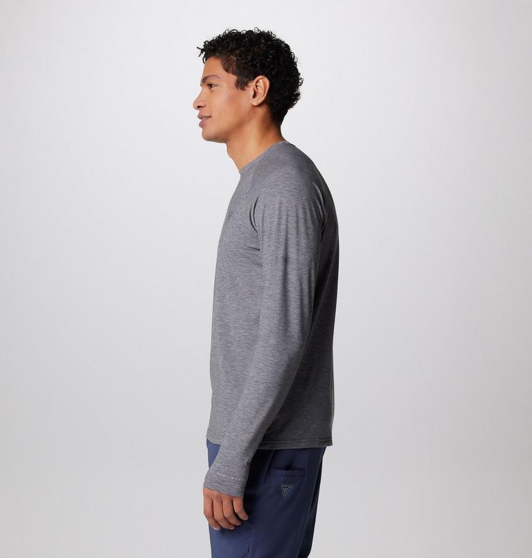 Men's PFG Uncharted Technical Long Sleeve T-Shirt, Color: Shark Heather, image 4