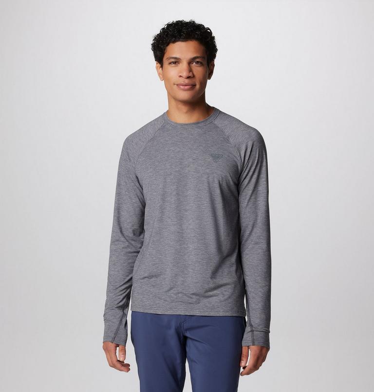 Men's PFG Uncharted Technical Long Sleeve T-Shirt, Color: Shark Heather, image 1