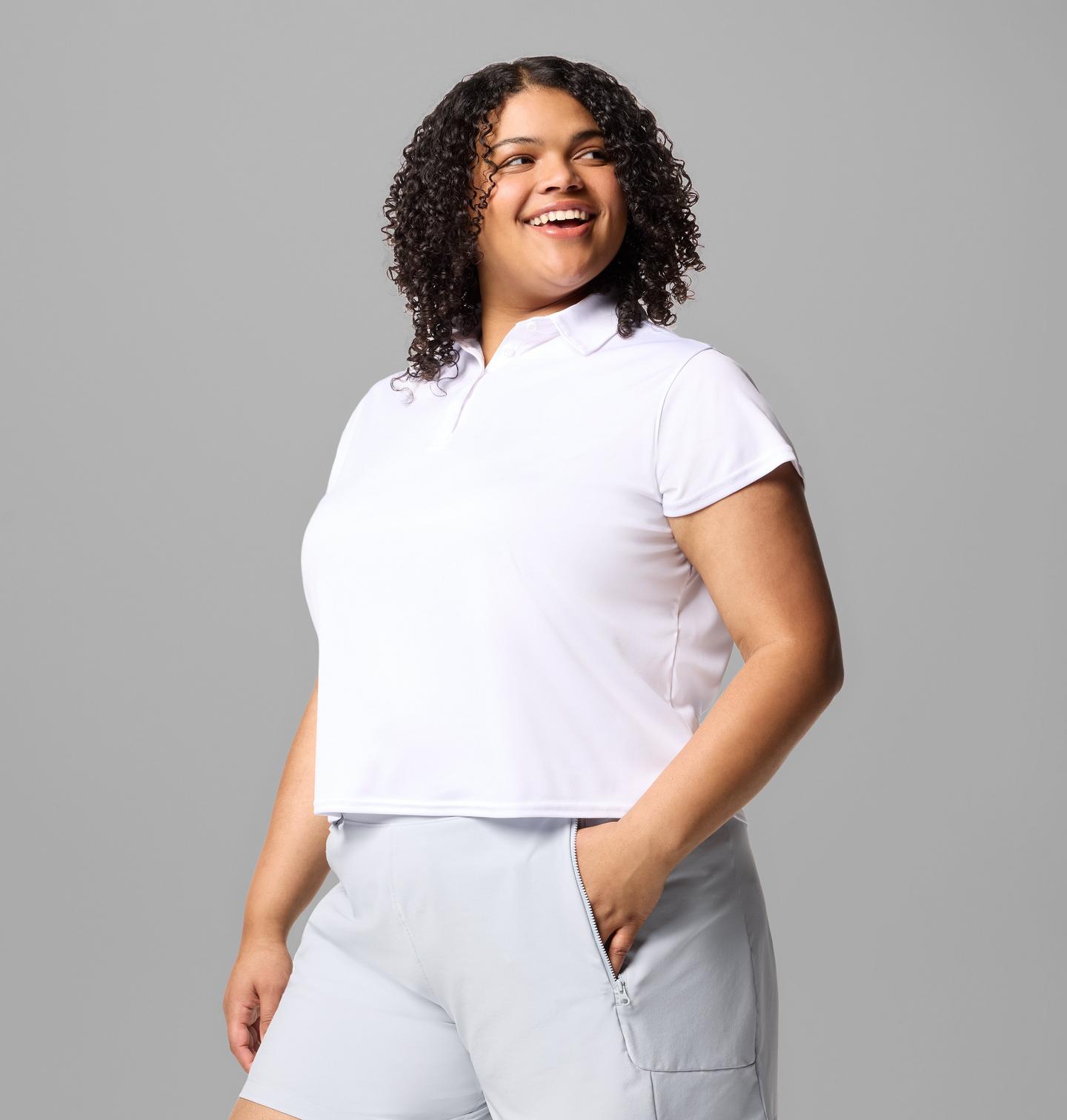 Женское поло Columbia PFG Tidal Tee Short Sleeve Polo - Plus Size, цвет: Белый — фото 3
