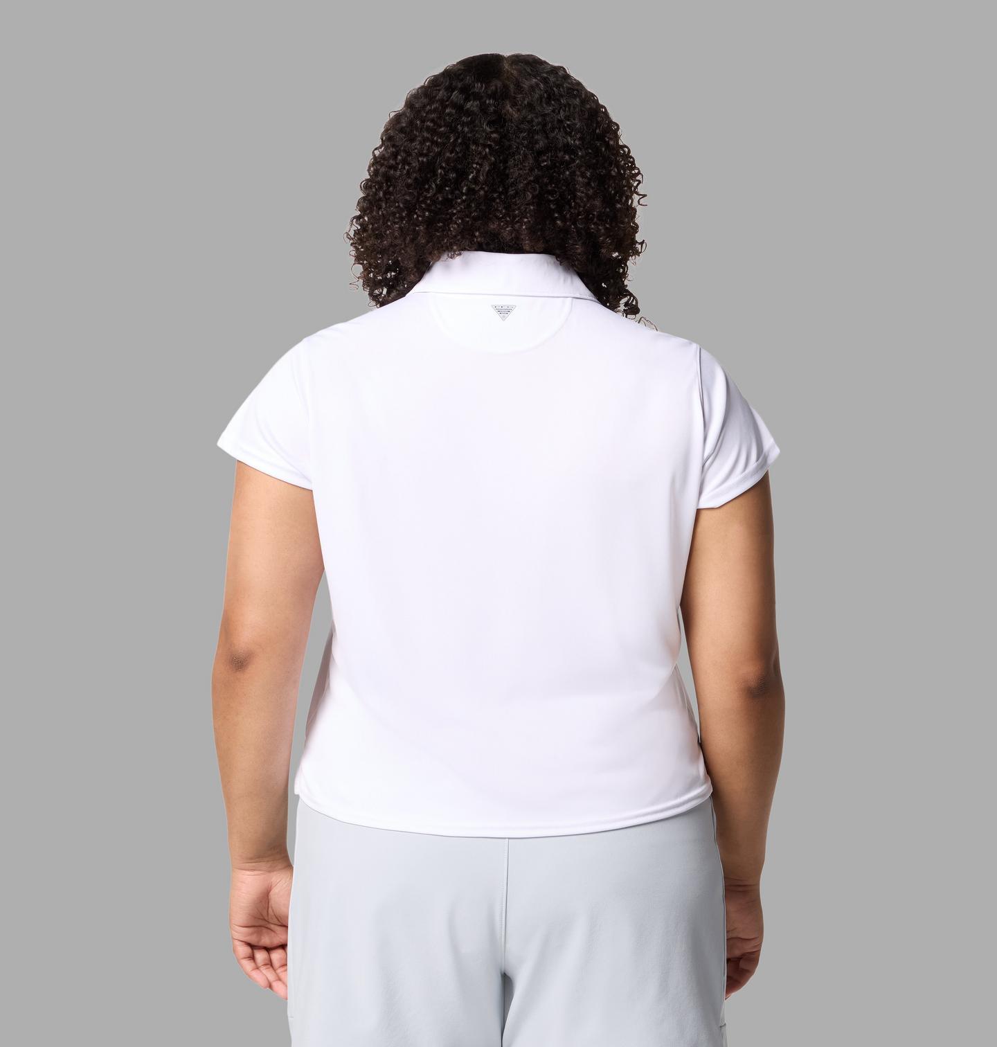 Женское поло Columbia PFG Tidal Tee Short Sleeve Polo - Plus Size, цвет: Белый — фото 2