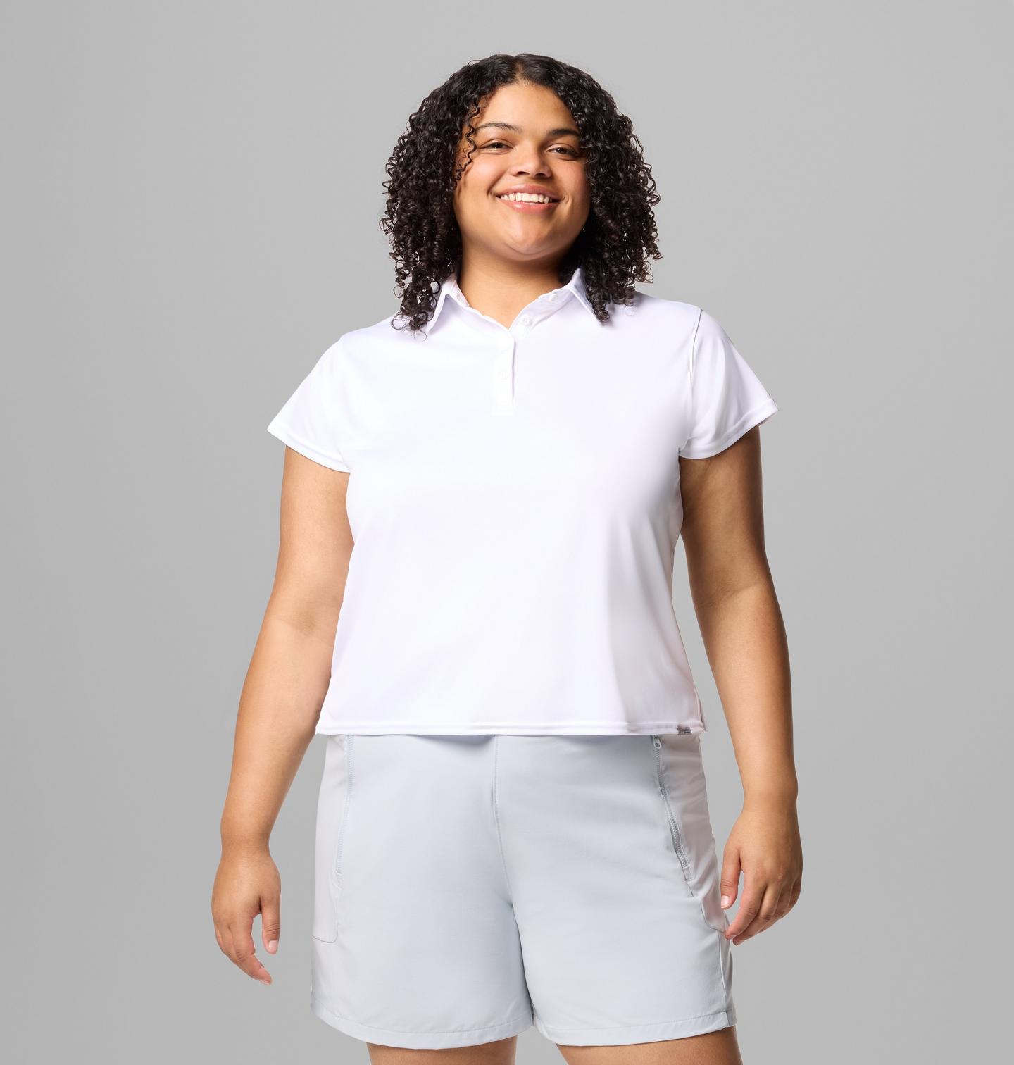 Женское поло Columbia PFG Tidal Tee Short Sleeve Polo - Plus Size, цвет: Белый — фото 1