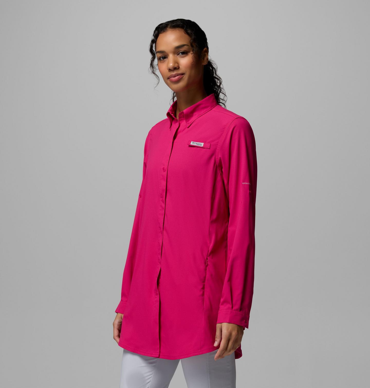 Женская туника с длинным рукавом Columbia PFG Tamiami, цвет: Розовый — фото 4