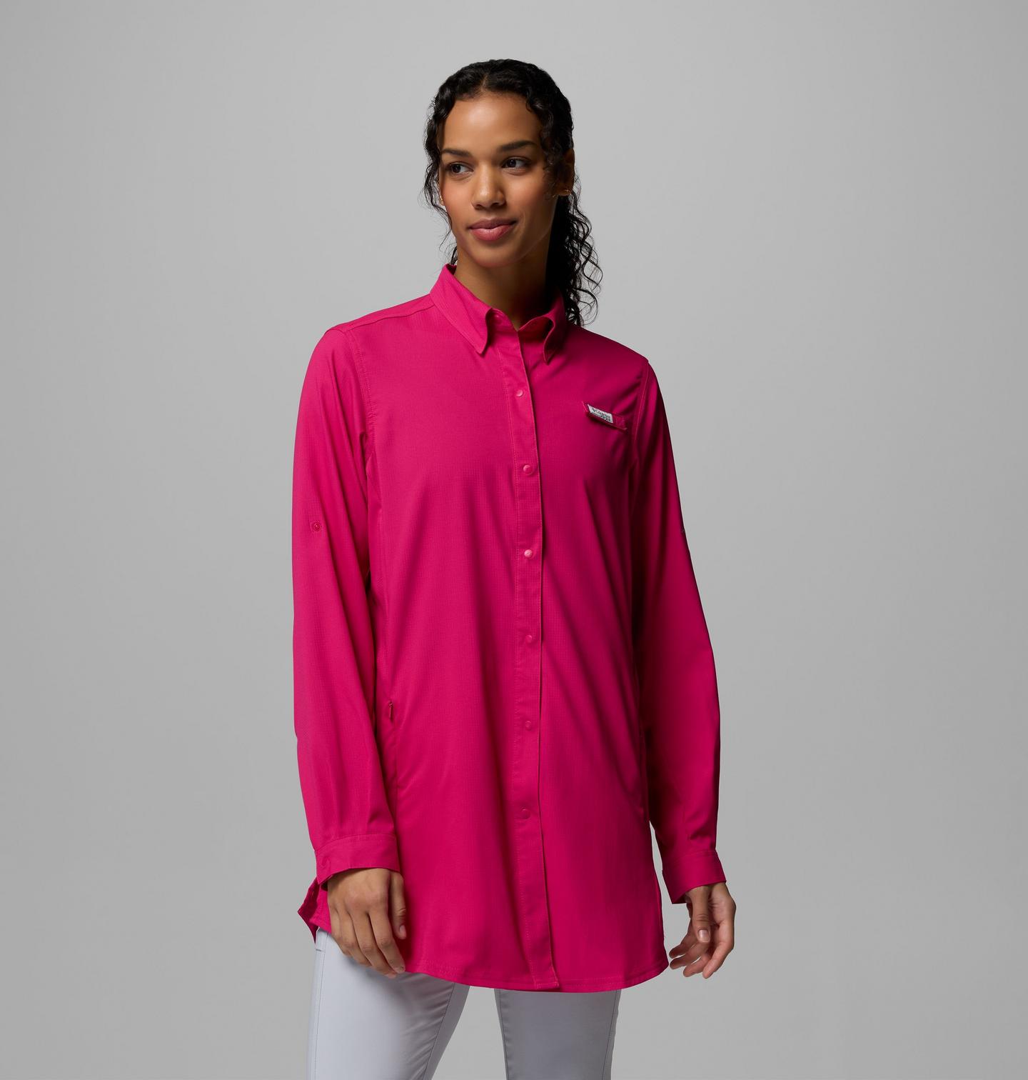 Женская туника с длинным рукавом Columbia PFG Tamiami, цвет: Розовый — фото 1