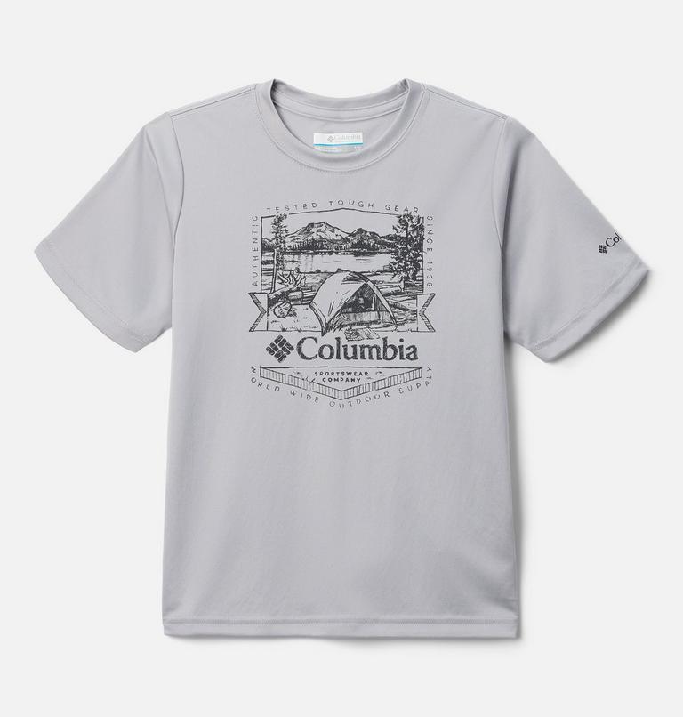 Boys' Fork Stream Technical Graphic T-Shirt, Color: Columbia Grey, Lakeside Badge, image 1