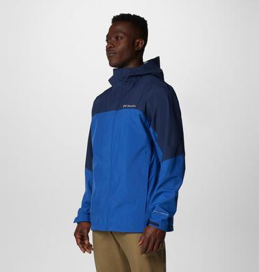 Men's Wahkeena Falls II 3L Waterproof Hiking Shell, Color: Mountain Blue, Collegiate Navy, image 4