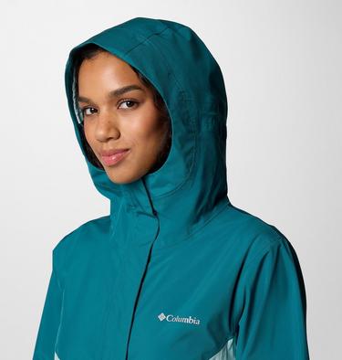Women's Wahkeena Falls 3L Waterproof Hiking Shell, Color: River Blue, Spray, image 4