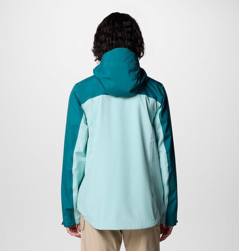 Women's Wahkeena Falls 3L Waterproof Hiking Shell, Color: River Blue, Spray, image 2