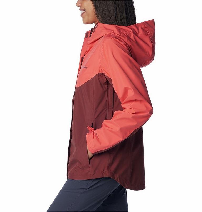 Women's Wahkeena Falls 3L Waterproof Hiking Shell, Color: Juicy, Spice, image 3