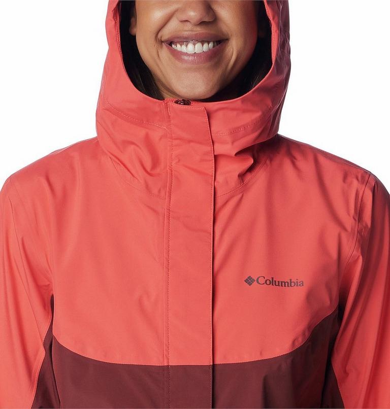 Women's Wahkeena Falls 3L Waterproof Hiking Shell, Color: Juicy, Spice, image 4