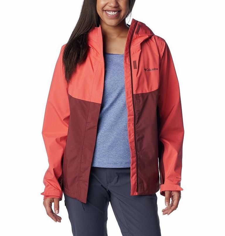 Women's Wahkeena Falls 3L Waterproof Hiking Shell, Color: Juicy, Spice, image 9