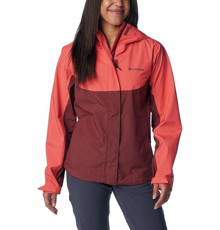 Women's Wahkeena Falls 3L Waterproof Hiking Shell, Color: Juicy, Spice, image 1