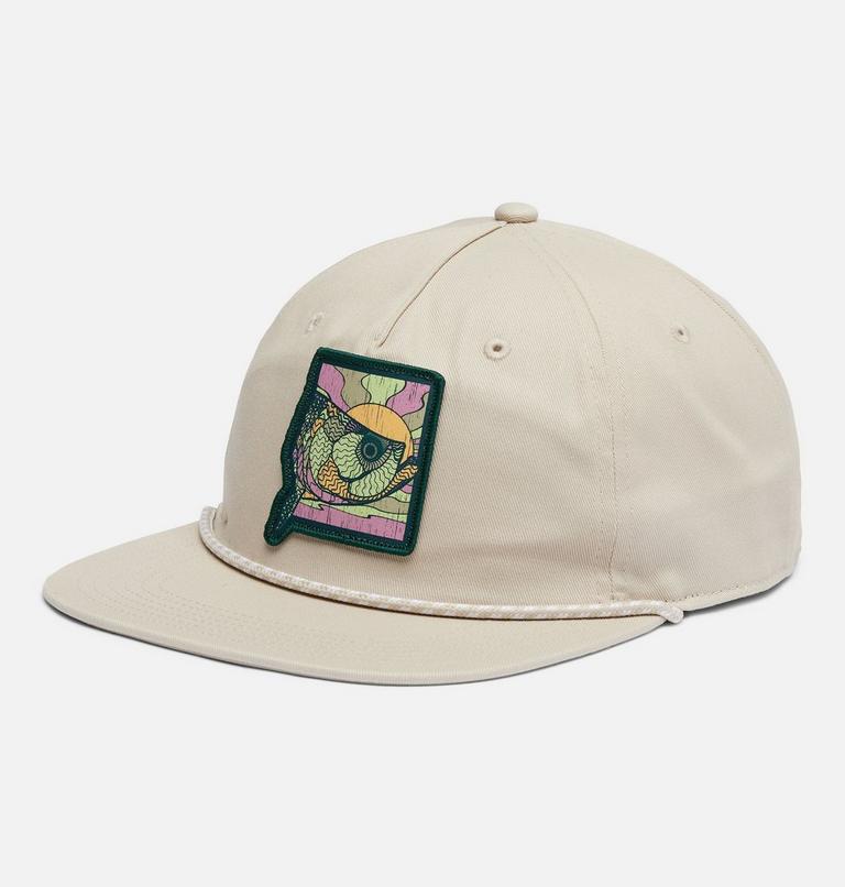 PFG Back Tack Snap Back, Color: Dark Stone, Sunset Fish Graphic, image 1