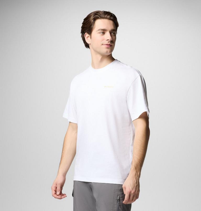 Men's Black Butte Organic Cotton Graphic T-Shirt, Color: White, Linear View, image 4