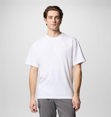Camiseta estampada de algodón orgánico Black Butte para hombre, Color: White, Linear View, image 3