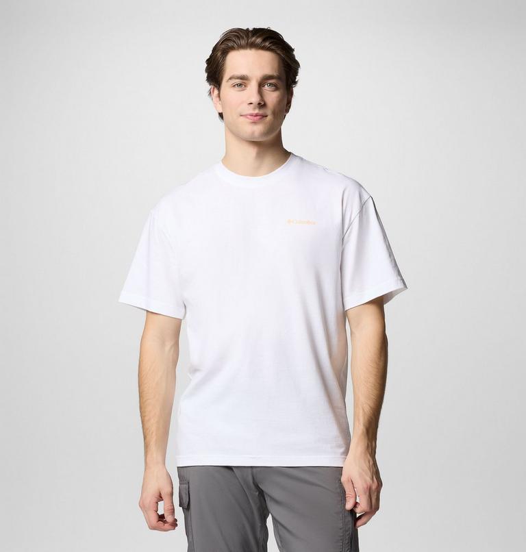 Men's Black Butte Organic Cotton Graphic T-Shirt, Color: White, Linear View, image 3