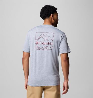 Camiseta técnica estampada Kwick Hike para hombre, Color: Tradewinds Grey Heather, Linescape, image 5