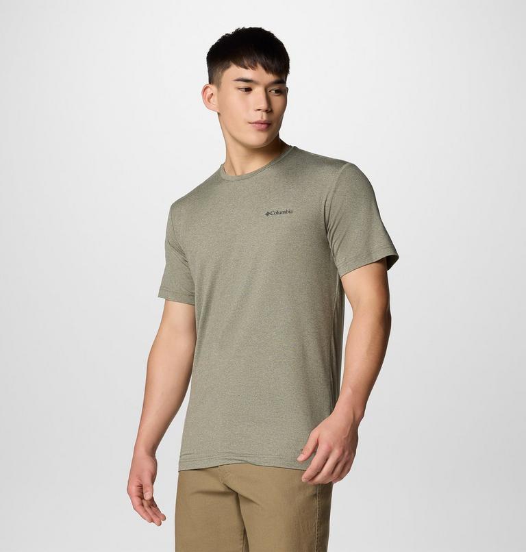 Men's Kwick Hike Technical Graphic T-Shirt, Color: Stone Green Heather, Linear View Multi, image 4