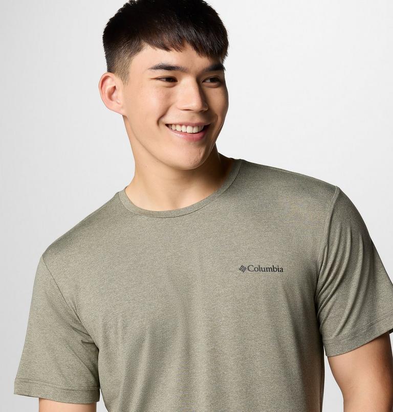 Men's Kwick Hike Technical Graphic T-Shirt, Color: Stone Green Heather, Linear View Multi, image 5