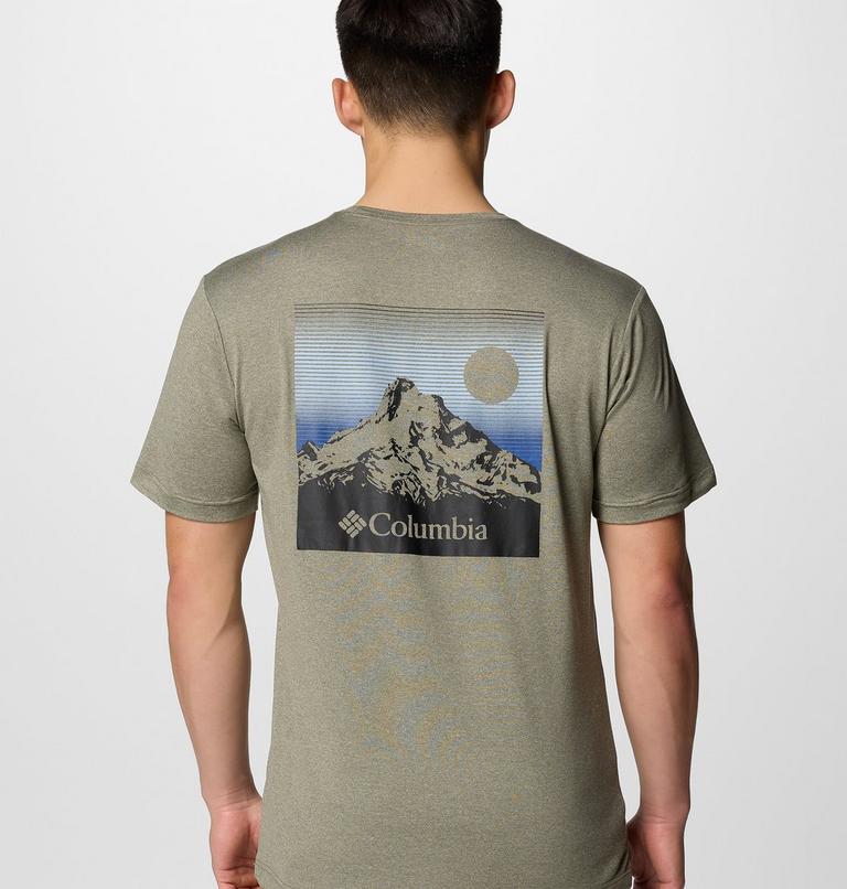 Men's Kwick Hike Technical Graphic T-Shirt, Color: Stone Green Heather, Linear View Multi, image 6