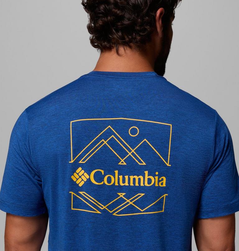 Men's Kwick Hike Technical Graphic T-Shirt, Color: Collegiate Navy Heather, Linescape, image 6