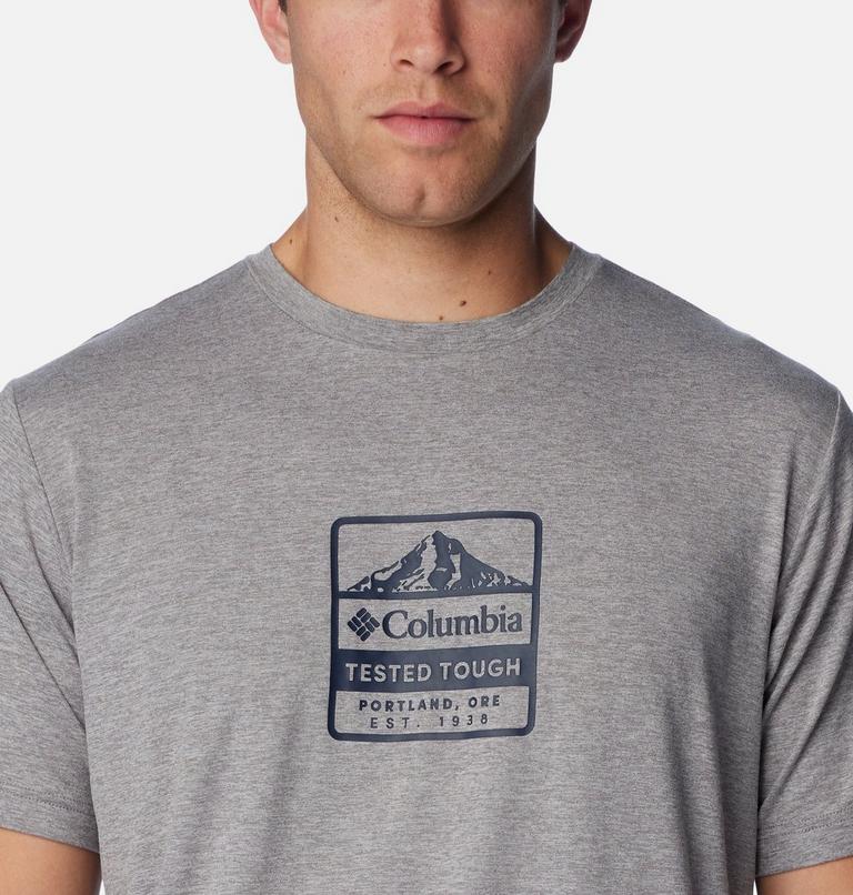 Men's Kwick Hike Technical T-Shirt, Color: Boulder Heather, Tested Tough PDX, image 4