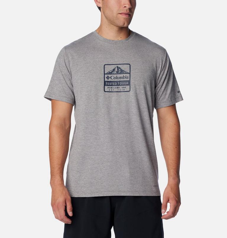 Men's Kwick Hike Technical T-Shirt, Color: Boulder Heather, Tested Tough PDX, image 1