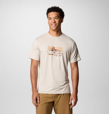 Men's Kwick Hike Technical T-Shirt, Color: Dark Stone Heather, Peak Direction, image 3