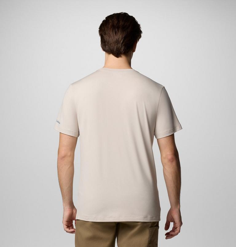 Men's Kwick Hike Technical T-Shirt, Color: Dark Stone Heather, Peaked Lifestyle, image 2
